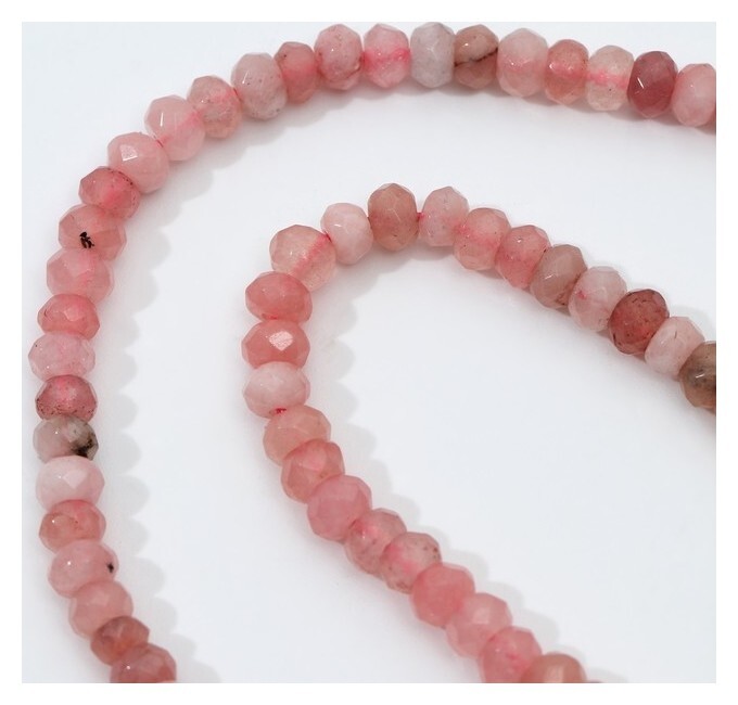 Бусины на нити кукуруза гранёная 3мм "Кварц розовый", 35см  