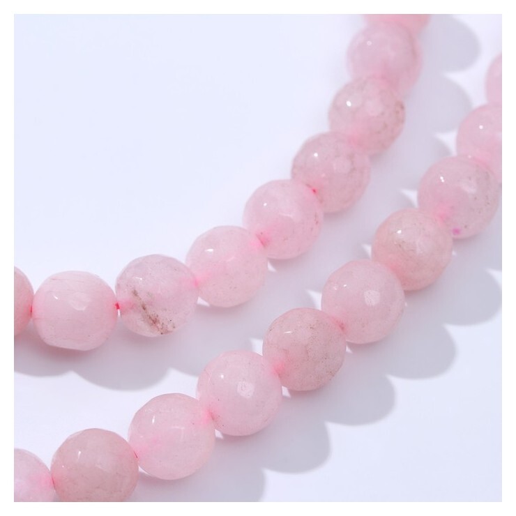 Бусины на нити шар №10 гранёный "Кварц розовый", +/-37см  