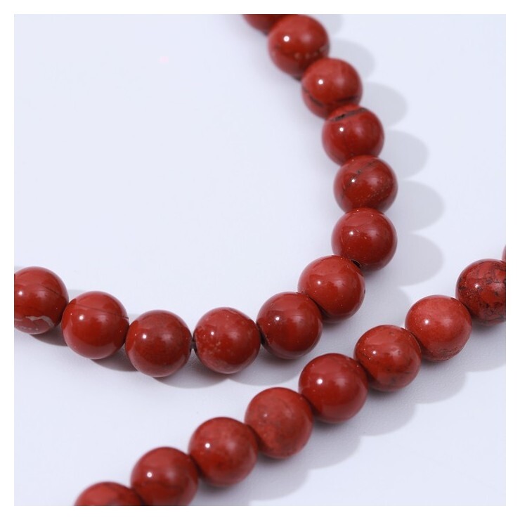 Бусины на нити шар №6 "Яшма красная" 37 см (+/-57 бусин)  