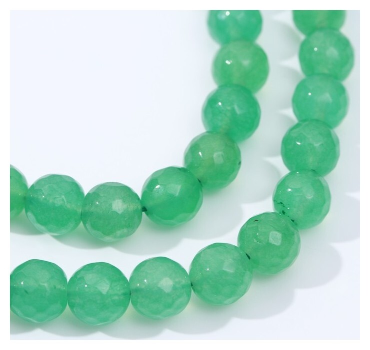 Бусины на нити шар №10 гранёный "Нефрит", +/-35см  