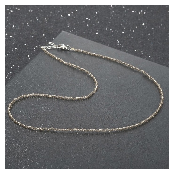 Бусы "Шпинель", цвет серый в серебре, 45см с удлинителем 5см  