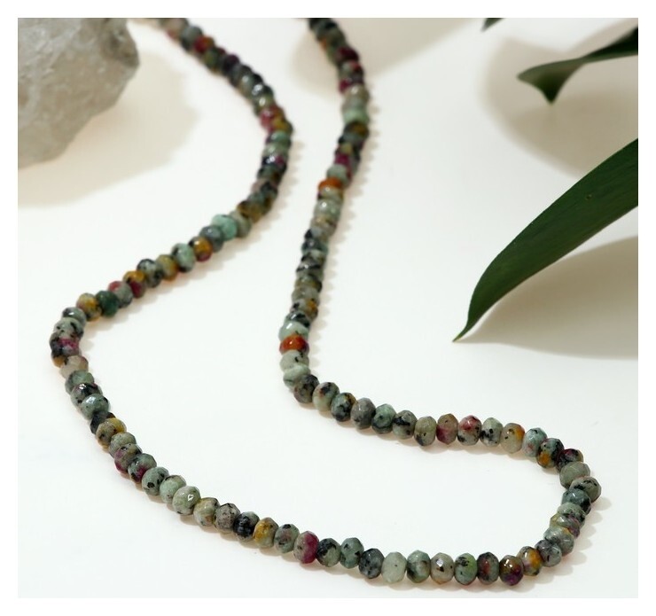 Бусы рондель гранёный "Яшма", 45см с удлинителем 5см  