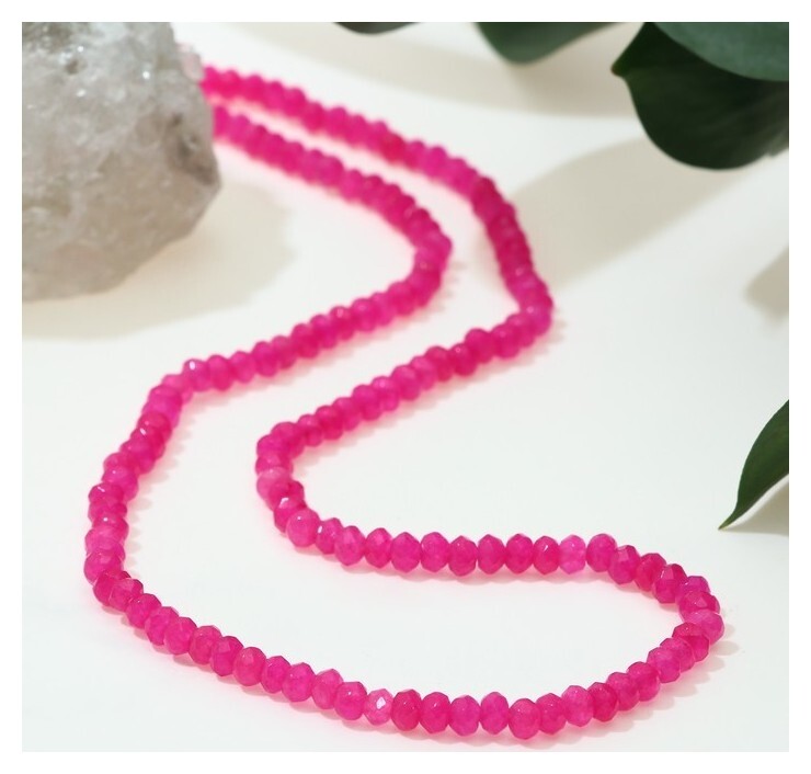 Бусы рондель гранёный "Агат малиновый", 40см с удлинителем 5см  