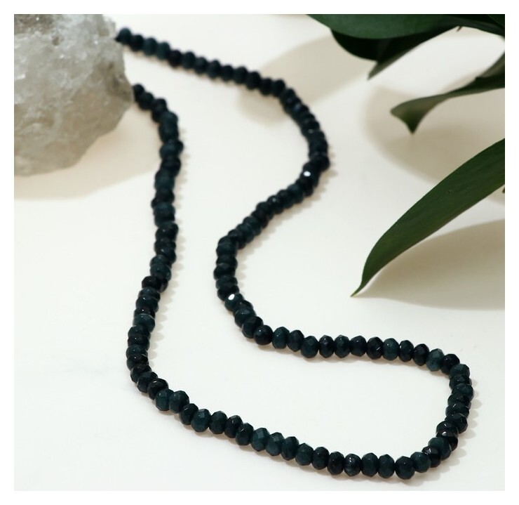 Бусы рондель гранёный "Обсидиан", 45см с удлинителем 5см  