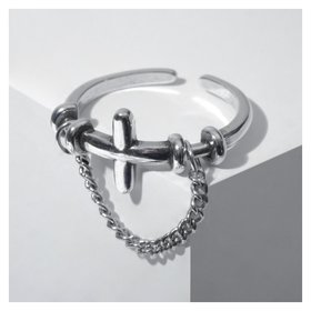 Кольцо "Бусинки" с цепочкой, цвет серебро, безразмерное Queen Fair