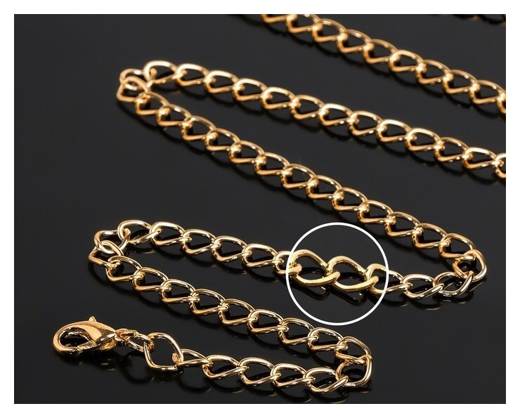 Цепочка с карабином, декоративная, (Набор 5шт) панцирное плетение, 45см, цвет золото  Queen Fair