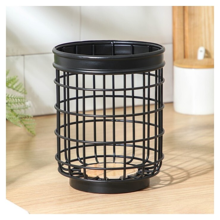 Подставка для столовых приборов доляна «Эстетитка», 14×17,5 см, цвет чёрный  Доляна