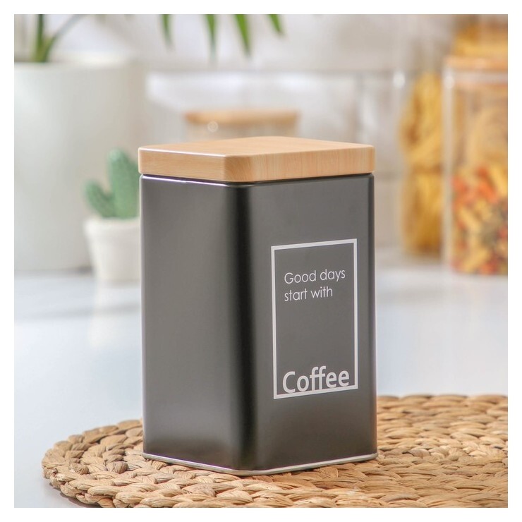 Банка для сыпучих продуктов «Lifestyle кофе», 9×9×15 см, цвет чёрный NNB