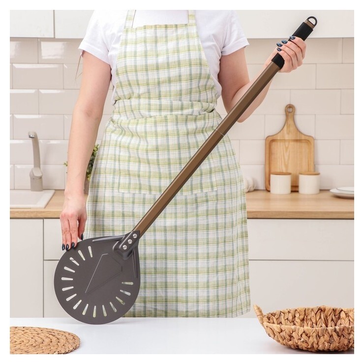 Лопатка перфорированная Delicate, 103×23 см, с разборной ручкой, цвет коричневый 