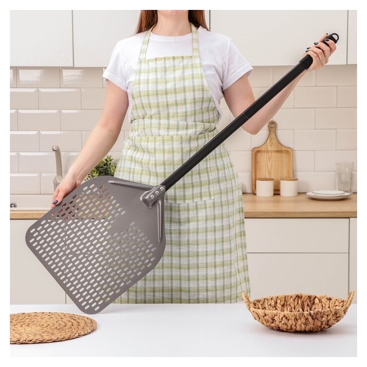 Лопатка перфорированная Priority, 115×35 см, с разборной ручкой, цвет коричневый  