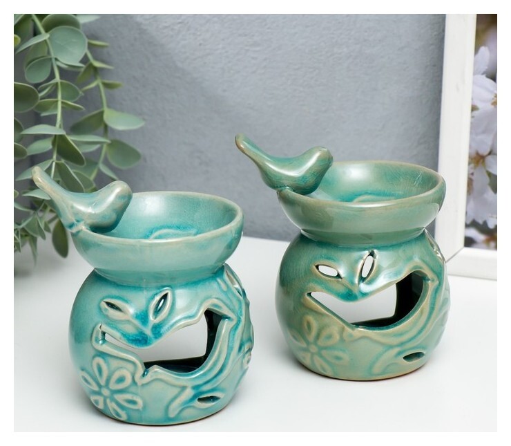 Аромалампа керамика "Птичка на блюдце" 9,5х7,5х11 см  