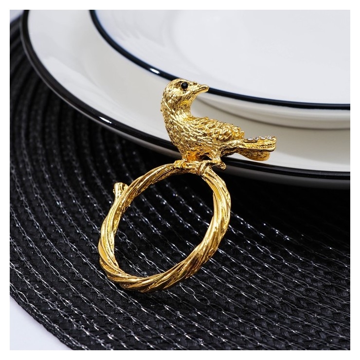 Кольцо для салфетки Nature птица, 6×4,5×1,5 см, цвет золотой