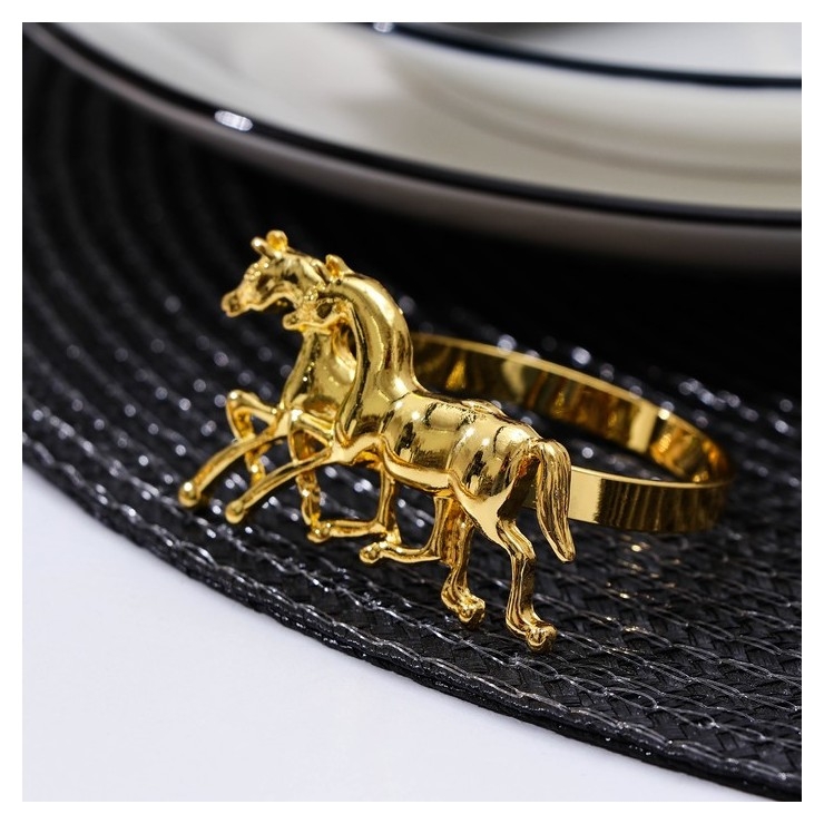 Кольцо для салфетки Nature лошадь, 4,5×4,5×4,3 см, цвет золотой