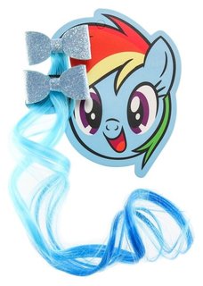 Набор прядей для волос на заколке "Бантик. радуга деш", My Little Pony, голубой, 40 см Hasbro