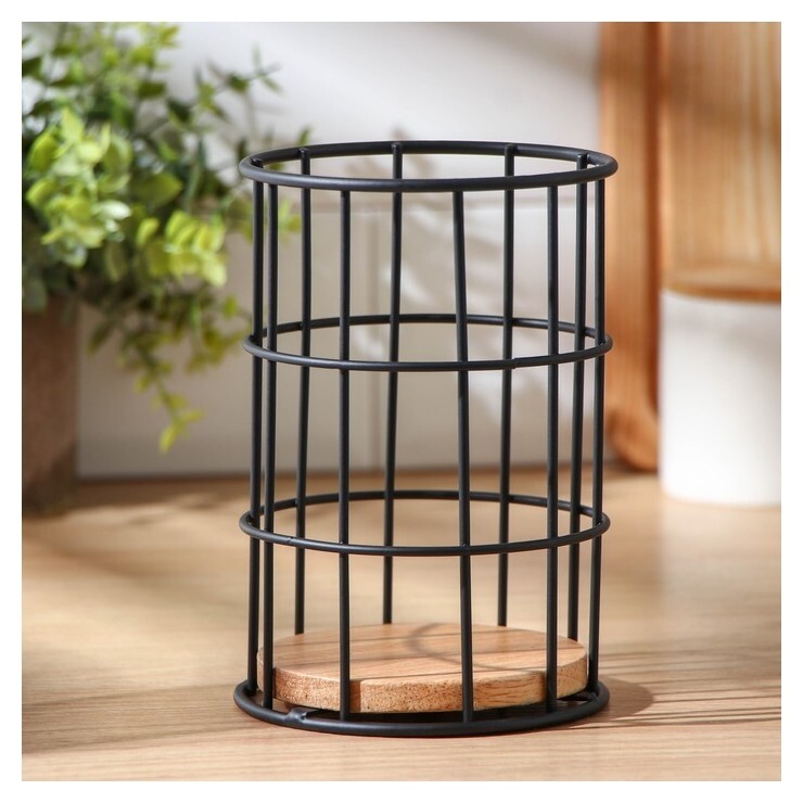 Сушилка для столовых приборов доляна «Эстетика», 11,2×11,2×16,5 см, цвет чёрный  Доляна