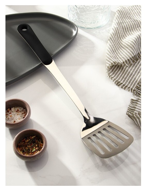 Лопатка из нержавеющей стали с отверстиями доляна Home, 38,5×8 см, толщина 3 мм  Доляна