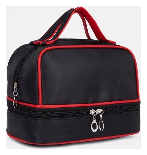 Косметичка на молниях, 2 отдела, цвет чёрный NNB