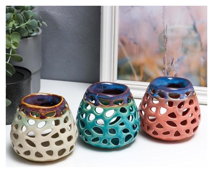 Аромалампа керамика "Кружево на камне" 9х9,5х10 см  