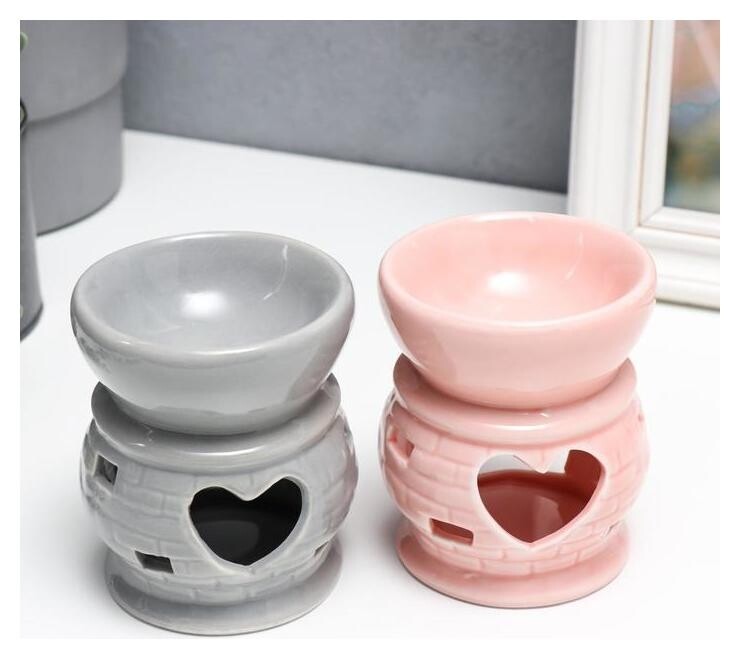 Аромалампа керамика "Кирпичная стена и сердечко" 9х8х8 см  