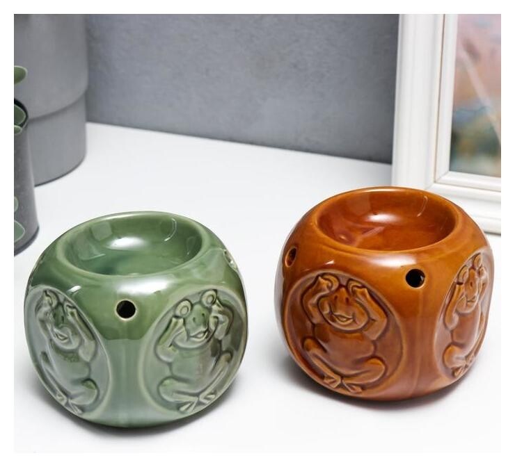 Аромалампа керамика "Лягуха не вижу-не слышу-ничего не скажу" 8,5х9,5х9 см 