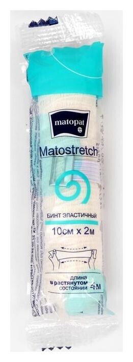 Бинт эластичный Matostretch 10смх2м во флоупаке (С застежкой) NNB