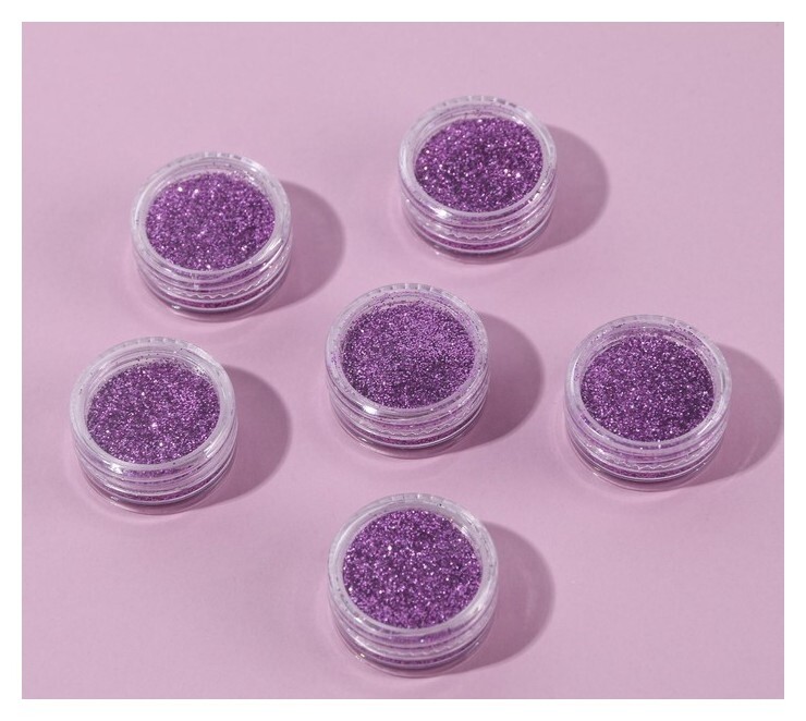 Набор блесток для декора, мелкий помол, цвет фиолетовый, 6 штук  Beauty fox