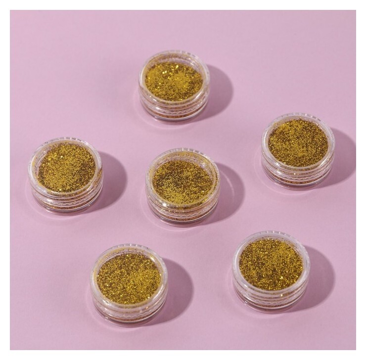Набор блесток для декора, мелкий помол, цвет золотистый, 6 штук  Beauty fox