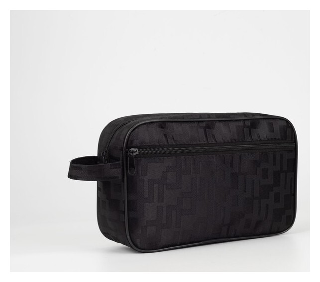 Косметичка на молнии, с подкладом, наружный карман, ручка, цвет чёрный  Бако Текстиль