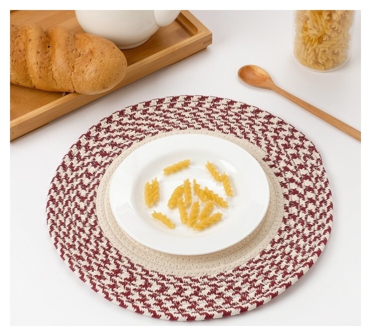 Салфетка декоративная "Доляна" цв.молочно-бордовый, 35*35 см, 100% хлопок  Доляна