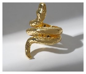 Кольцо "Змея" цвет чернёное золото, безразмерное Queen Fair