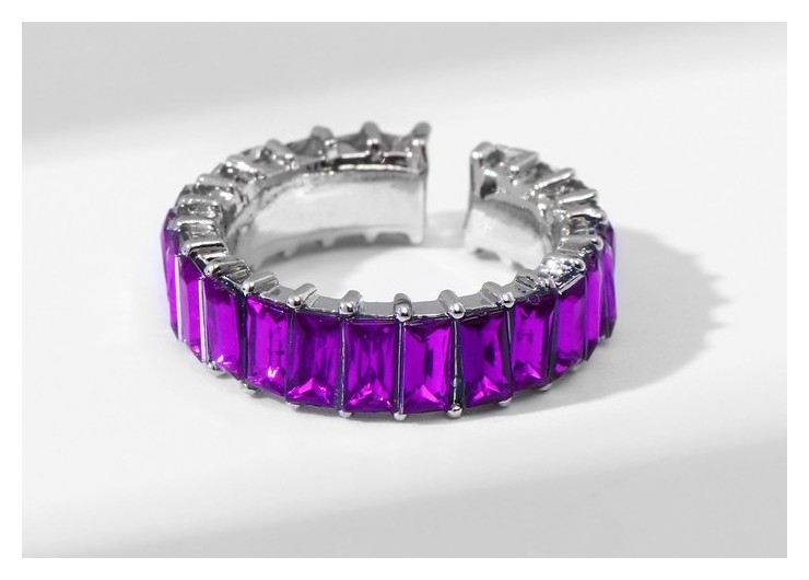 Кольцо "Тренд" параллель, цвет фиолетовый в серебре, безразмерное (От 17 размера)