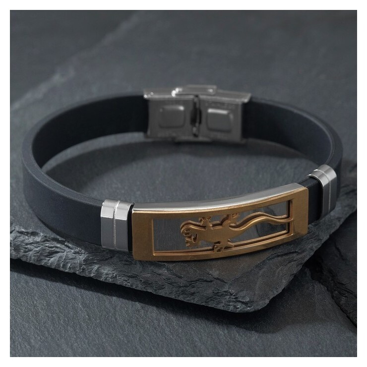 Браслет унисекс "Стиль" саламандра, цвет чёрный с серебряно-золотым, 20,5 см  Queen Fair