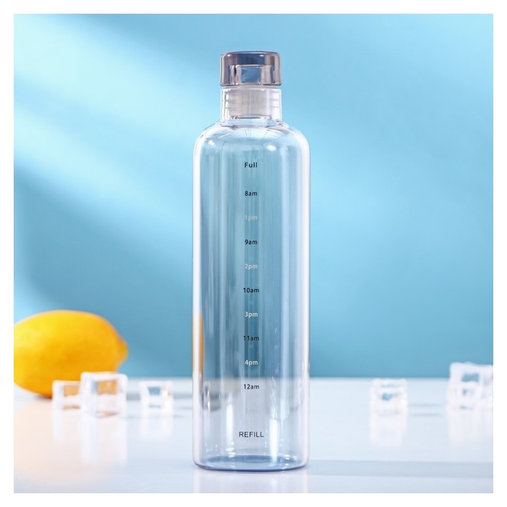 Бутылка для воды стеклянная «Лаго», 500 мл, H=22 см, с маркёром времени