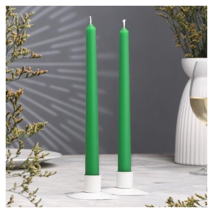 Набор свечей античных, 2,2х 25 см, 2 штуки, зелёный, 