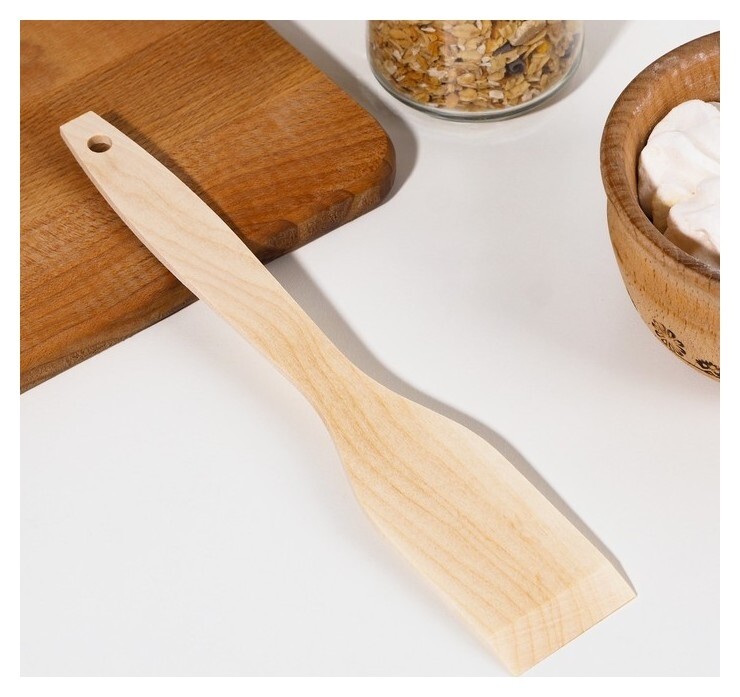 Лопатка деревянная 245х45х4 мм "Берёза люкс" большая в евро-слоте  