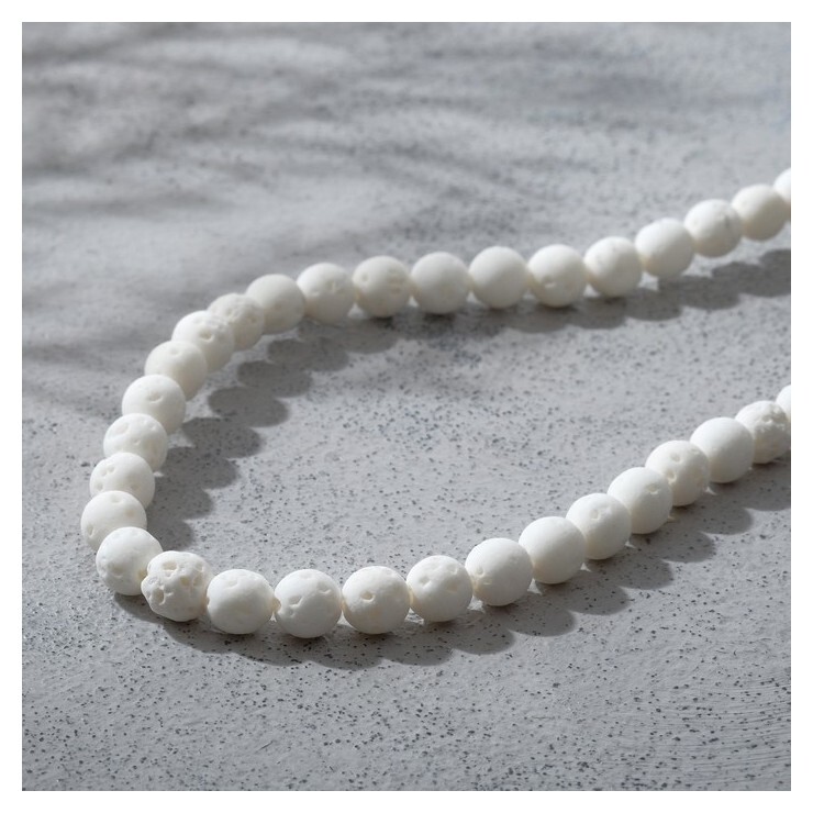 Бусины на нити шар №6 "Коралл" пористый, цвет белый, 38см  