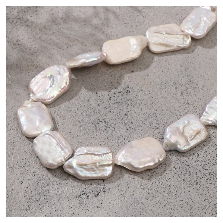 Бусины на нити прямоугольник 1,9*1,5см "Жемчуг барокко" +/-18 бусин, 37см  