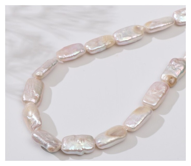 Бусины на нити прямоугольник 2*1см "Жемчуг барокко" +/-21 бусина, 37,5см  