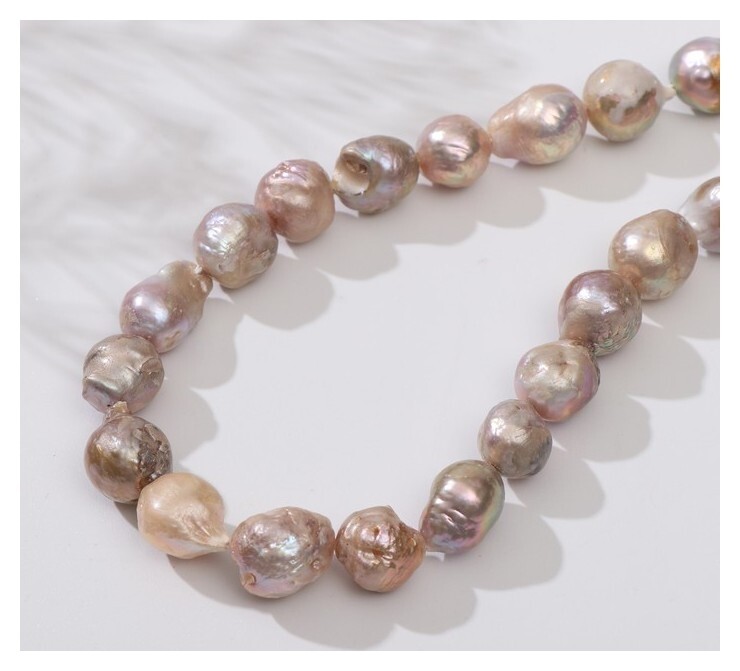 Бусины на нити галтовка "Жемчуг барокко", +/-29 бусин 1,5*1,2см, 43см  