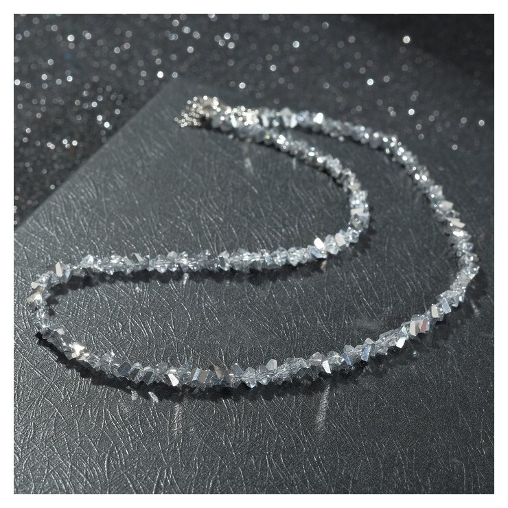 Бусы крошка 4мм "Хрусталь", цвет светло-серый, 40см + 5см удлинитель  