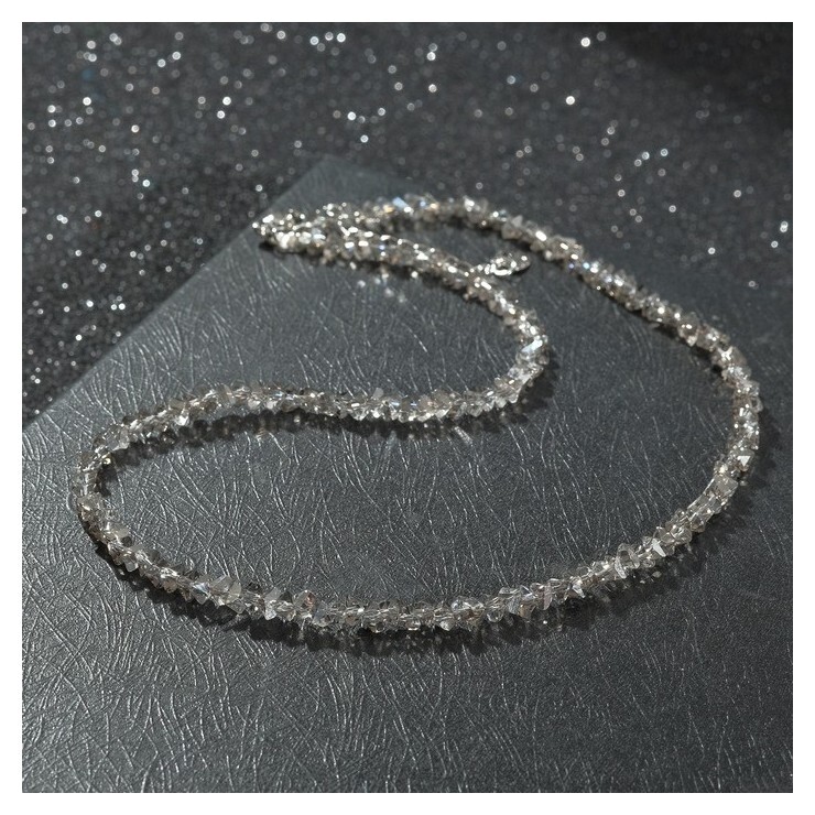 Бусы крошка 4мм "Хрусталь", цвет серый, 40см + 5см удлинитель  