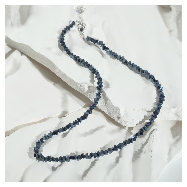 Бусы крошка 4мм "Хрусталь", цвет тёмно-серый, 40см + 5см удлинитель  