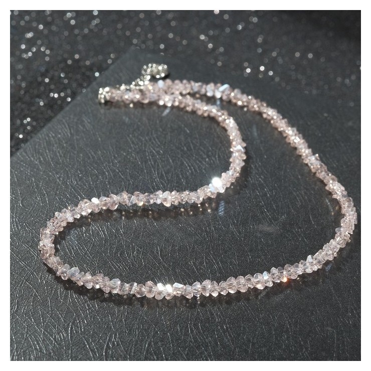 Бусы крошка 4мм "Хрусталь", цвет розовый, 40см + 5см удлинитель 