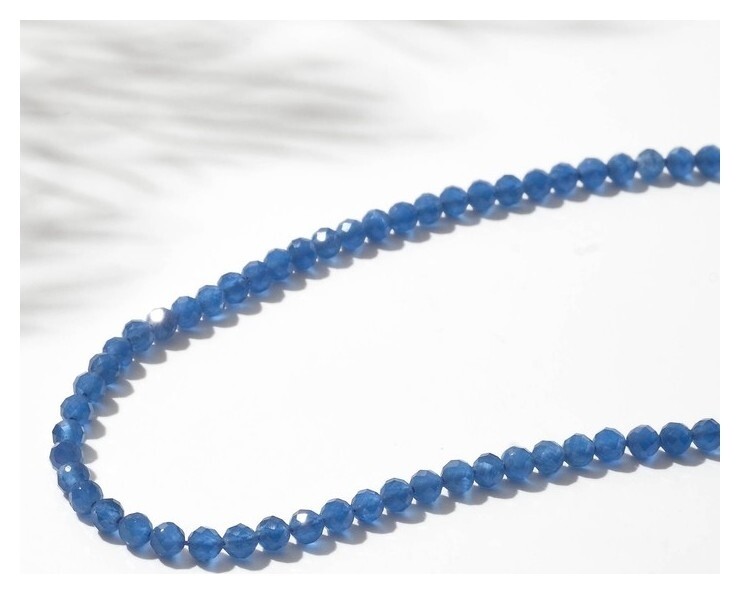 Бусины на нити шар №3 "Кошачий глаз", цвет синий, 36см  