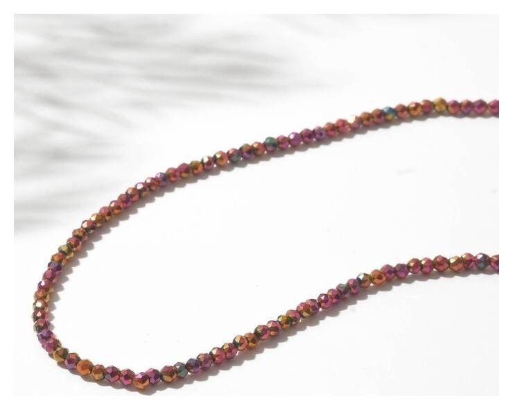 Бусины на нити шар №2 "Шпинель", цвет малиновый радужный, 36см  