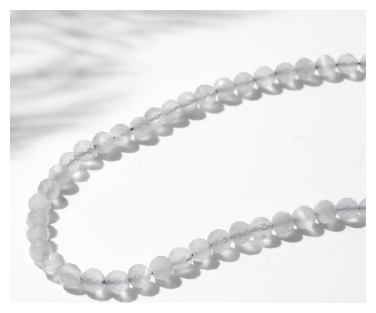 Бусины на нити шар №4 "Кошачий глаз", цвет серый, 36см  