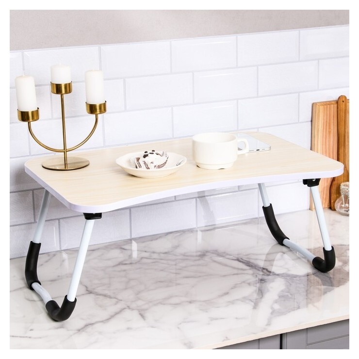 Столик - поднос для завтрака, для ноутбука, складной, белый, 60х40 см Дарим красиво