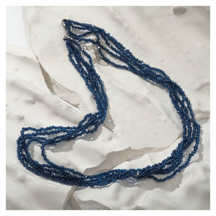 Бусы шар №2 гранёный "Шпинель" 5 нитей, кручёные, цвет тёмно-синий, 40см с удлинителем 5см  