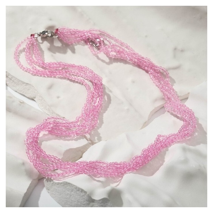 Бусы шар №2 гранёный "Шпинель" 5 нитей, кручёные, цвет розовый, 40см с удлинителем 5см  