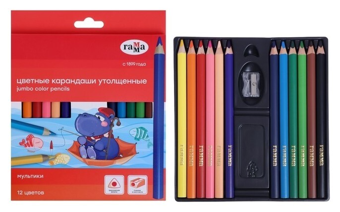 Карандаши 12 цветов "Мультики"  Гамма